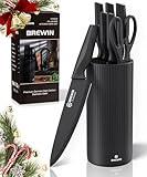 Knife Set, Brewin Kitchen Knife Set, Knives Set for Kitchen, Universal Knife Block, Utility Knife Block Set, Kitchen Essentials, New Home Essentials, Apartment Essentials, Dishwasher Safe