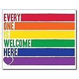 Everyone Is Welcome Here Inclusion Poster LGBT Pride Wall Hanging Print | Queer LGBTQ+ Unframed Giftable Art 10 in wide x 8 in tall Paper Cardstock(1 Small Print)