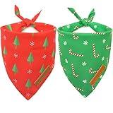 Realeaf Christmas Dog Bandanas 2 Pack, Reversible Red Green Xmas Dog Scarf for Boy and Girl, Premium Durable Fabric, Holiday Bandana for Small Medium Large and Extra Large Dogs (X-Large)