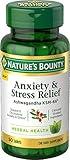 Nature’s Bounty Anxiety & Stress Relief Ashwagandha KSM 66 Tablets, Mood Support, 50 Count