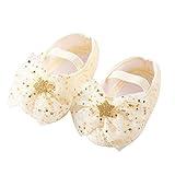 Children Girls Shoes Stretch Comfy First Walkers Loafers Shoes Soft Chic Designed Non Slip Rubber Shoes (Yellow, 0-3 Months)