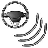 Amiss 3pcs Carbon Fiber Anti-Skid Steering Wheel Cover, Segmented & Butterfly Design, Universal 99% Car Wheel Cover Protector, Black