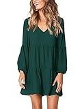 Amoretu Dresses for Women 2024 V Neck Swing Shift Dresses (Green,Medium)