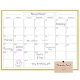 Dry Erase Monthly Calendar Whiteboard, 13"x 17" Gold Aluminum Frame, Magnetic White Board for Wall Office/School/Home, Hanging Board for Decoration/Kitchen Grocery List