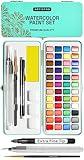 ARTISTRO Watercolor Paint Set Portable, Palette Set with Metallic Colors for Workbooks - Mini Travel Painting Kit for Artists, Professionals, Adults, Kids, Girls&Boys - Art Supplies, Christmas Gift