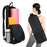 Tangoner Yoga Mat Bag Carrier Side Mesh Zipper Pocket Exterior Wet Compartment Lightweight Waterproof Yoga Bag for Mat (Black)