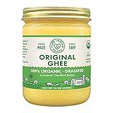 Pure Indian Foods Organic Grassfed Original Ghee, 14 oz, Pasture Raised, Gluten-Free, Non-GMO, Paleo, Keto-Friendly Cooking Fat/Oil, Clarified Butter (16 fl oz / 1 pint)