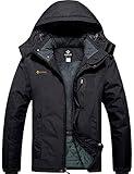 GEMYSE Men's Mountain Waterproof Ski Snow Jacket Winter Windproof Rain Jacket (Black,Medium)