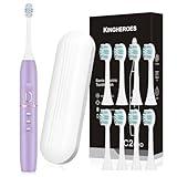 kingheroes Electric Toothbrush Set, Comes with 8 Brush Heads & Travel Case,4 Modes with 2 Minutes Built in Smart Timer, One Charge for 60 Days, 42000 VPM Motor (Purple)