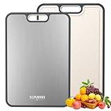 Titanium Cutting Board for Kitchen, Cutting Board Double Sided Food Grade, Pure Titanium and Wheat Straw PP, Easy to Clean Large Size 16”×11”