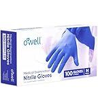 OWELL® Medical Exam Nitrile Gloves Medium – 100 Count | 4mil Blue Disposable Gloves | Powder-Free, Latex-Free | Chemo Rated, Chemical Resistant | Medical, Dental, Lab, First Aid, EMS Use