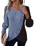 Womens Sweaters Hoodie Chocolate Brown Fall Clothing Going Out Tops for Women Trendy Cowgirl Outfits Dusty Blue XX-Large