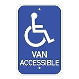 ADA CENTRAL SIGNS - Handicap Van Accessible Sign - ADA Compliant Digitally Printed Text Wall Signs - Safety Signs for Public parking, Office, Hospital, and Apartment - 12" x 18" - Blue