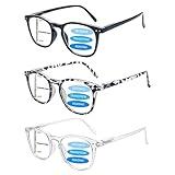 VIDEBLA Progressive Multifocus Reading Glasses Blue Light Blocking Women/Men,Computer Readers with Spring Hinge (3 Mix Color, 2.25)