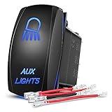 Nilight Aux Lights Rocker Switch Led Light Bar 5 Pin Laser On Off SPST switches 20A/12V 10A/24V Blue with Jumper Wires Set for Cars Trucks Boats ATVs UTVs RVs