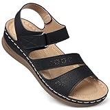 SHIBEVER Wedge Sandals for Women Dressy: Comfortable Summer Black Sandal Size 9 Low Heel Open Toe Comfort Orthopedic Wedges Walking Comfy Fashion Womens Sandals