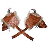YAHUIPEIUS Men Shoulder Armor Costume Adjustable PU Armor with Horn Viking Pirate Gladiator Spartan Warrior Costume (Left Shoulder+Right Shoulder)
