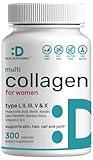 Multi Collagen Pills with Vitamin C, E & Biotin, 300 Capsules – Hydrolyzed Collagen Peptides – 11 in 1 Formula with Saw Palmetto, Bamboo Silica, & Hyaluronic Acid – Hair, Skin, Nail, & Joint Health