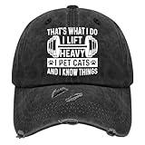 That's What I Do I Lift Heavy I Pet Cats and I Knows Things Hat for Women Washed Distressed Baseball Cap Low Profile Washed Hiking Hats Cotton