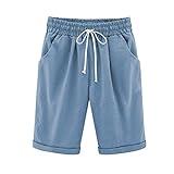 SHAOBGE Womens Athletic Shorts with Pockets Shorts for Women Trendy Summer 2025 Beach Drawstring Knee Length Loose Fit Resort Wear Fashion Clothes Light Blue Draw String for Women Xx-Large
