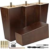 Airy Abode Premium Walnut Square Furniture Legs (Full Install Kit) - Pick Your Size and Color
