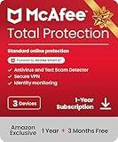 McAfee Total Protection 3-Device 2025 Ready |15 Month Subscription |Security Software Includes Antivirus, Secure VPN, Password Manager, Identity Monitoring | Download