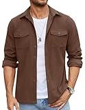 COOFANDY Men's Button Down Waffle Shirt Jacket Casual Long Sleeve Shacket Lightweight Overshirts with Flap Pockets