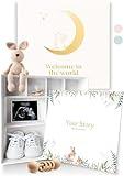 Baby Keepsake Box with Baby Memory Book - Baby Shower Gifts for Mom, Gender Reveal Gift Ideas - Cool Gifts for New Mom - Baby Journal Boy and Girl - Baby Books Keepsake First 5 Years, Scrapbook, Beige