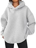 EFAN Womens Oversized Hoodies Sweatshirts Fleece Hooded Pullover Tops Sweaters Casual Comfy Fall Fashion Outfits Clothes 2024 Grey L