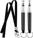 Dog Whistle, 2 Pack Adjustable Ultrasonic Dog Whistle to Stop Barking Neighbors Dog, Recall Training, Professional Ultrasonic Silent Dog Whistle Training to Stop Barking Control Devices, Black Lanyard