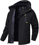 QPNGRP Mens Waterproof Ski Snowboarding Jacket Winter Windproof Snow Coat Black 4X-Large