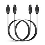 2 PCS Digital Optical Audio Cable 6ft1.8M - [24K Gold-Plated, Ultra-Durable] Slim Optical Cable Digital Audio Cable for Home Theater, Sound Bar, TV, PS4, Xbox, PlayStation & More