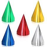 Sumind Colorful Birthday Party Hats Party Cone Hats Metallic Foil Cone Hats Birthday Paper Hats (15)