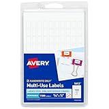 Avery Multi-Use Removable Labels, 5/16" x 1/2", White, Non-Printable, 1,100 Blank Labels Total (5412)