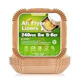 REAXYZNN 240 Pcs 8" Square 5-8 QT Air Fryer Paper Liners Disposable, Non-Stick Parchment Paper for Air Fryer Liner, Deep Fryer Parts & Accessories for Baking, Roasting, Microwave