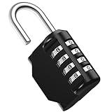 Puroma Combination Lock 4 Digit Waterproof Locker Locks Secure Outdoor Padlock for Gym Lockers, Toolboxes, Gates, Fences, Storage, Sports Locker (Black)