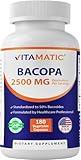Vitamatic Bacopa Monnieri 2500 mg Equivalent Per Serving (from 10:1 Extract 250 mg) Nootropic Herbal Supplement - 50% Bacosides, Non-GMO & Gluten Free - 180 Vegetable Capsules