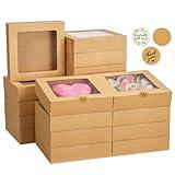 Kootek 24pcs Cookie Boxes with Window, 10 x 10 x 2.5 Inches Treat Pastry Bakery Boxes for Dessert, Chocolate Covered Strawberries, Cupcakes, Donuts, Baked Goods (Brown)