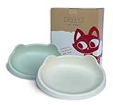 7 Ruby Road Anti Whisker Fatigue Cat Bowl, Set of 2 - Wide Cat Food Bowls, Wet and Dry Shallow Cat Food Dish, Small Cat Dishes for Indoor Cats, Cute Kitten Bowls Whisker Friendly & Relief, Non-Slip