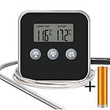 Hepertise Kitchen Instant Read Meat Thermometer, Digital Thermometer and Timer Clock with Stainless Steel Food Probe for Candy, Cooking, Smoker, Oven, BBQ, Grill | Switch