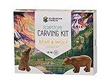 STUDIOSTONE CREATIVE DIY Arts & Crafts Carving Kit Kids Adults Bear & Wolf Sculpture Soapstone