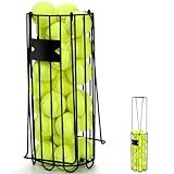 Tebery Portable Tennis Ball Hopper, Tennis Picker Collector with Handle, Metal Tennis Ball Retriever Basket for Easy Carrying, Tennis Holder Container Training Tool for Pickup, Storage, Practice