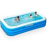 SLOOSH Inflatable Pool for Adults with Seats, 120" x 72" x 22" Full-Sized Blow Up Durable Thickened Above Ground Family Pool, Large Swimming Pools for Backyard Garden Lawn Summer Water Party, Blue