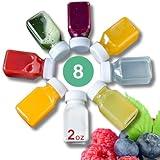 Norcalway 8pcs 2oz Plastic Shot Bottles with Caps - Ginger Shot Lids, Wellness Juice, Freezer Safe, Leak Proof, Food Grade Plastic Bottles