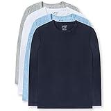 Brix Boys' Long Sleeve Tees - Shirts 4 Pack Cotton Crewneck Multipack Basic Shirts.