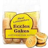 Real Lancashire Eccles Cake - 4 Cakes (Pack of 1) | British Snacks Made with Pure Butter & Dried Currants | Traditional & Delicious Butter Cookies for Any Occasion | 5.29oz/150g