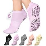 unenow 5 Pairs Pilates Socks for Women Non Slip Socks with Grips for Yoga Hospital Barre Barefoot