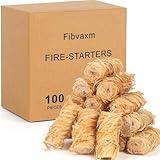 Fibvaxm 100 Counts Fire-Starter, for Campfire - Fireplace - BBQ - Fire-Pit - Waterproof-Natural Fire-Starters, Quick Light Wood-Charcoal Fire-Starter