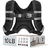 Zeerun Weighted Vest for Women & Men with Reflective Stripe and Adjustable Buckle, Comfortable & Durable Rucking Vest for Walking, Running & Strength Training, 10LBS-Black