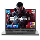 16.0-inch Laptop, 16GB DDR4 512GB SSD Gaming Laptop, Windows 11 Laptop with Intel 12th Quad-Core Processor(Up to 3.6GHz), 1920P FHD Display, Metal Shell, WiFi 6, USB3.2, Type_C, Long Battery Life